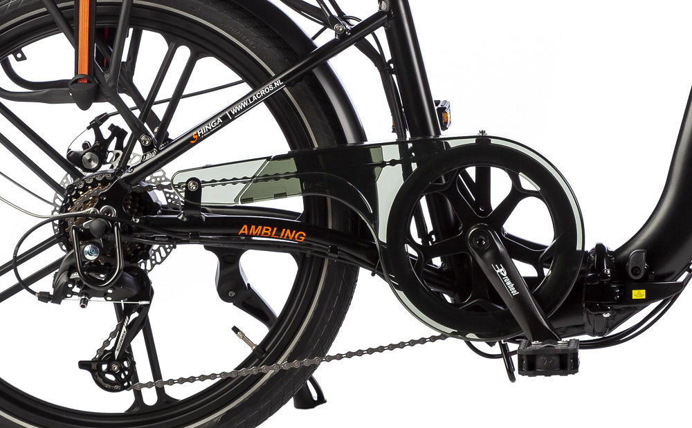 electric folding bike, lacros ambling a400xl, black