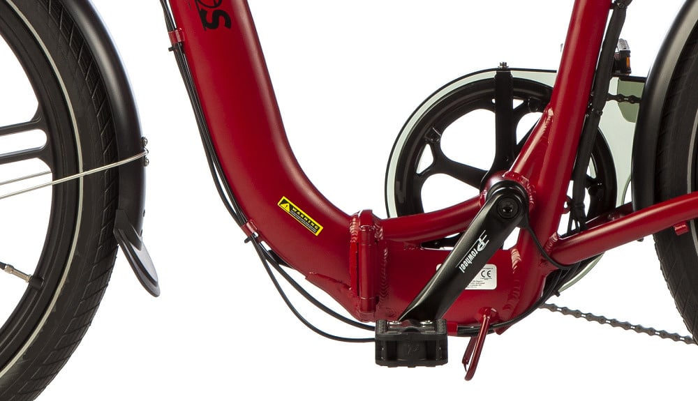 electric folding bike, lacros ambling a400xl, red