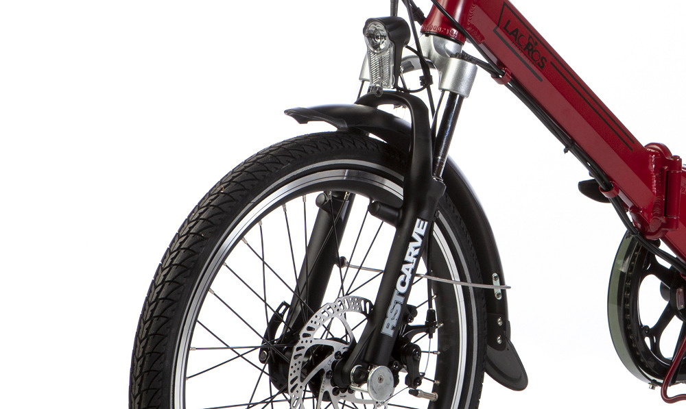 velo pliant electrique, lacros, scamper s200, rouge mat