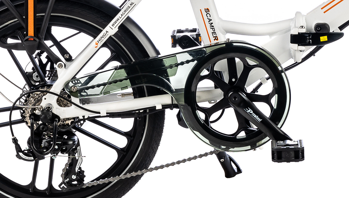 velo pliant electrique, lacros, scamper s400, blanc mat