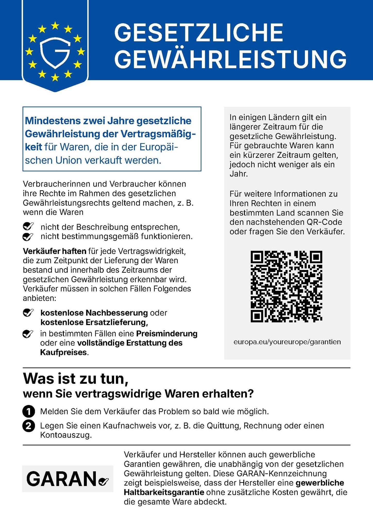 gesetzliche gewahrleistung