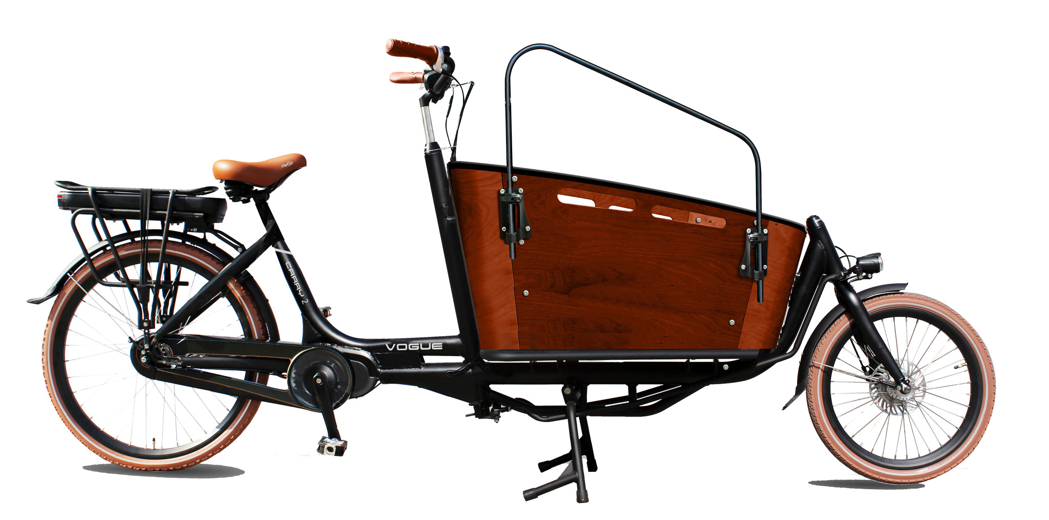 Nieuw Vogue Carry e-bike tweewieler bakfiets mat zwart / bruin - Bikesland MU-02