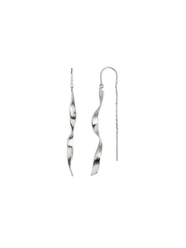 Stine A Long Twisted Hammered Earring Silver