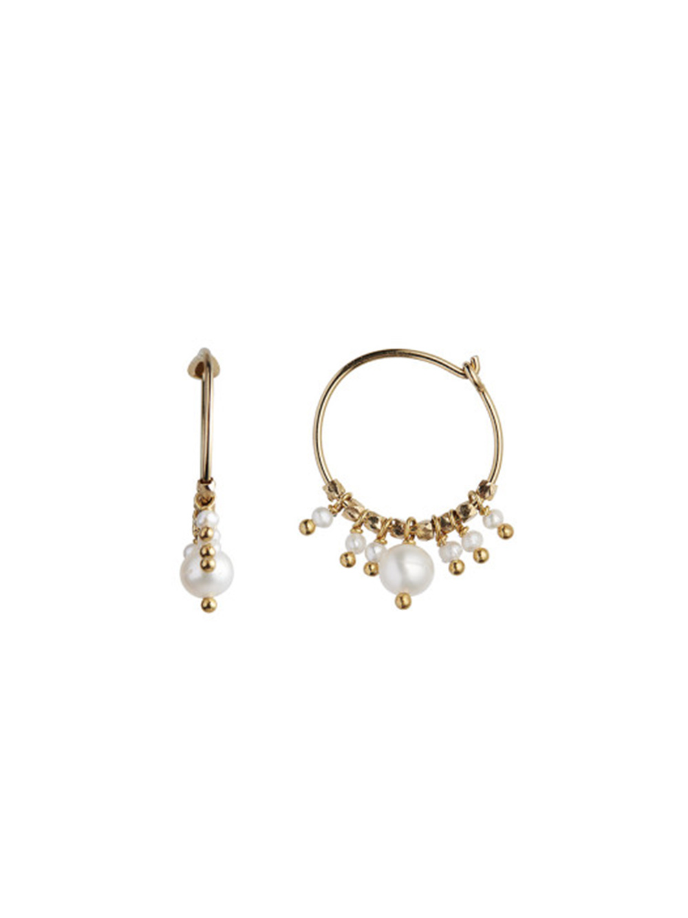 STINE Petit Hoop Pearls Earring Gold Boudoir by Sara - Boudoir by Sara