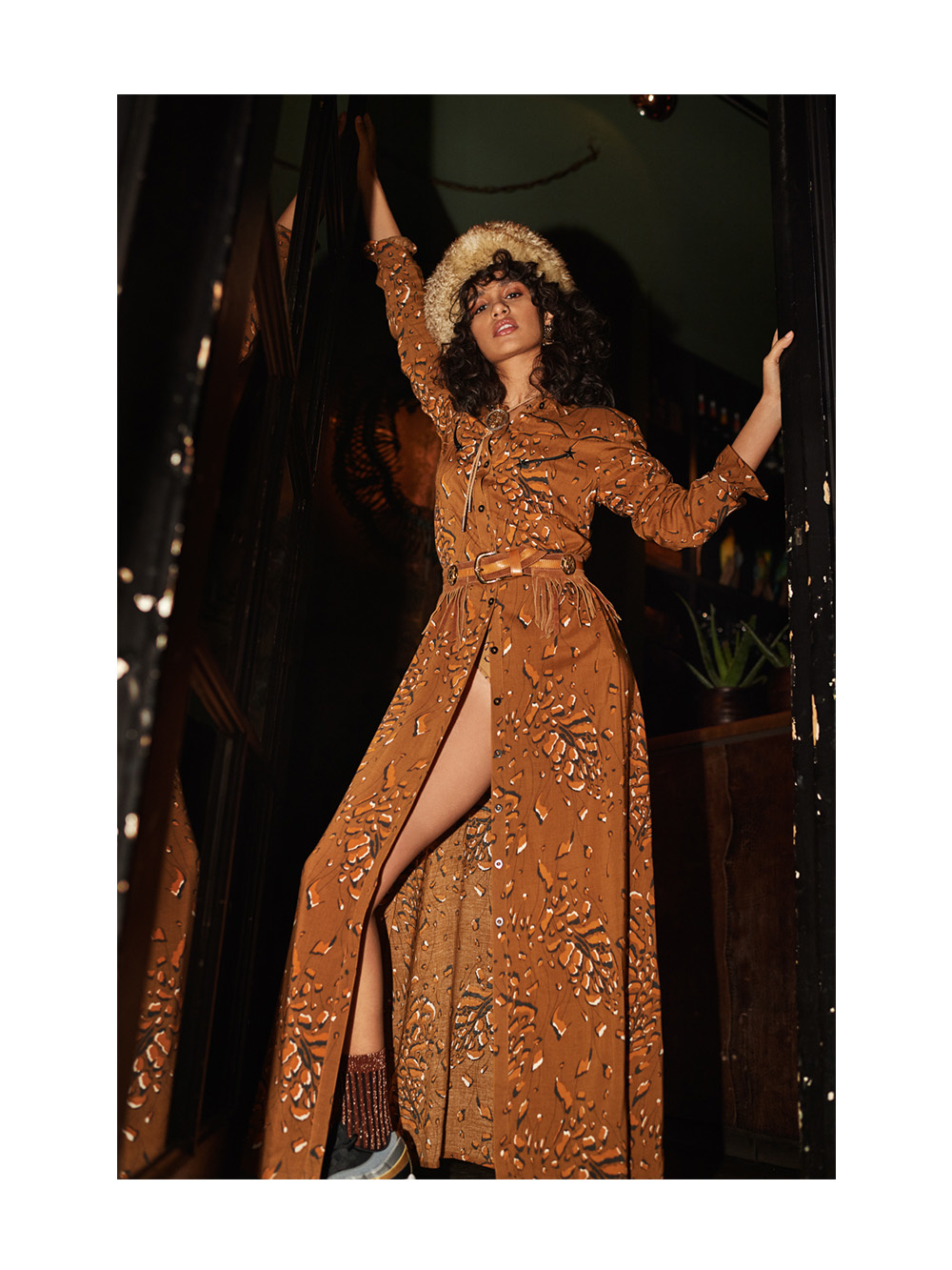 Melt Nomads Leopard Blouse Dress Maxi Autumnal - Boudoir by Sara