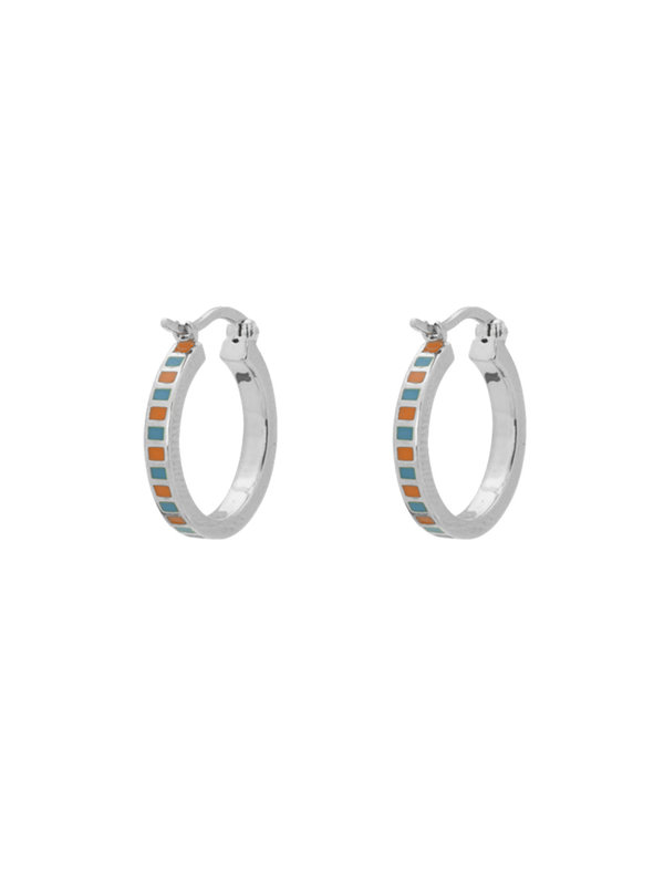 Mummy Ring Earrings Orange/Turquoise Silver Anna + Nina Mummy Ring Earrings Orange/Turquoise Silver