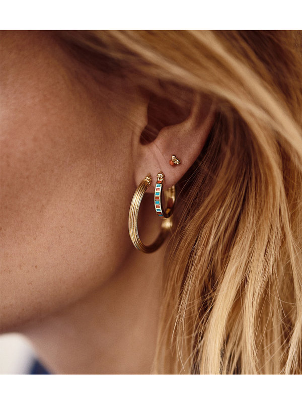 Mummy Ring Earrings Orange/Turquoise Silver Anna + Nina Mummy Ring Earrings Orange/Turquoise Silver