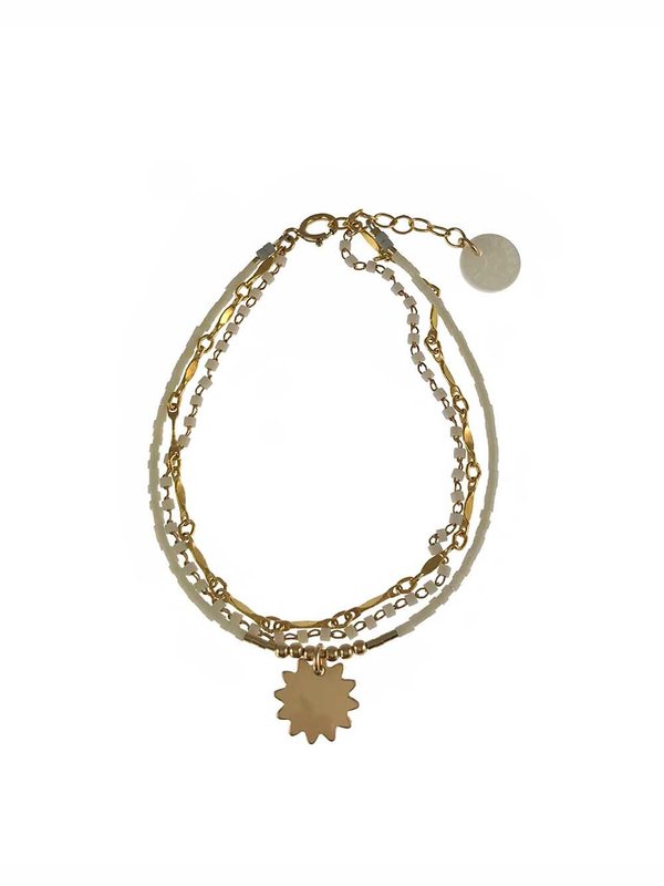 Bracelet 3 Row White Chain Matte White Mini Beads Starry Blinckstar Bracelet 3 Row White Chain Matte White Mini Beads Starry