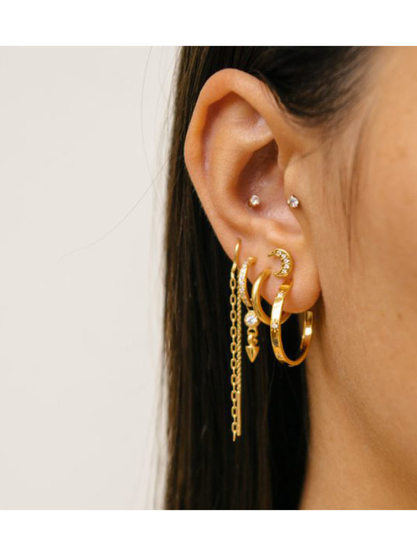 Single Two Sided Threader In Gold Plated Eline Rosina Single Two Sided Threader In Gold Plated