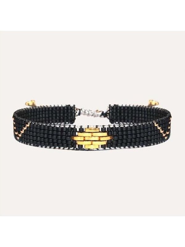 Zwarte Brede Kralen Armband Lobibeads Zwarte Brede Kralen Armband