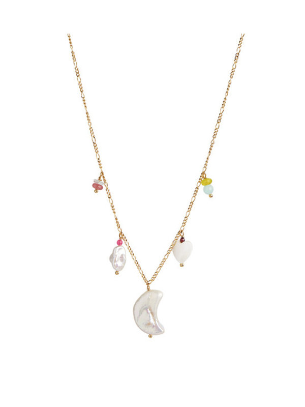 Short Midnight Moon Necklace Gold With Five Pendants Stine A Short Midnight Moon Necklace Gold With Five Pendants