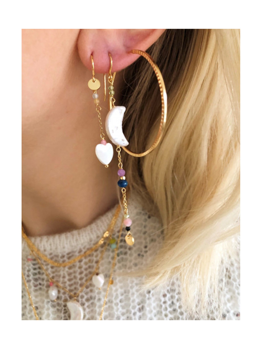 Stine A Love Earring With And Gemstones Pastel mix - Boudoir by Sara