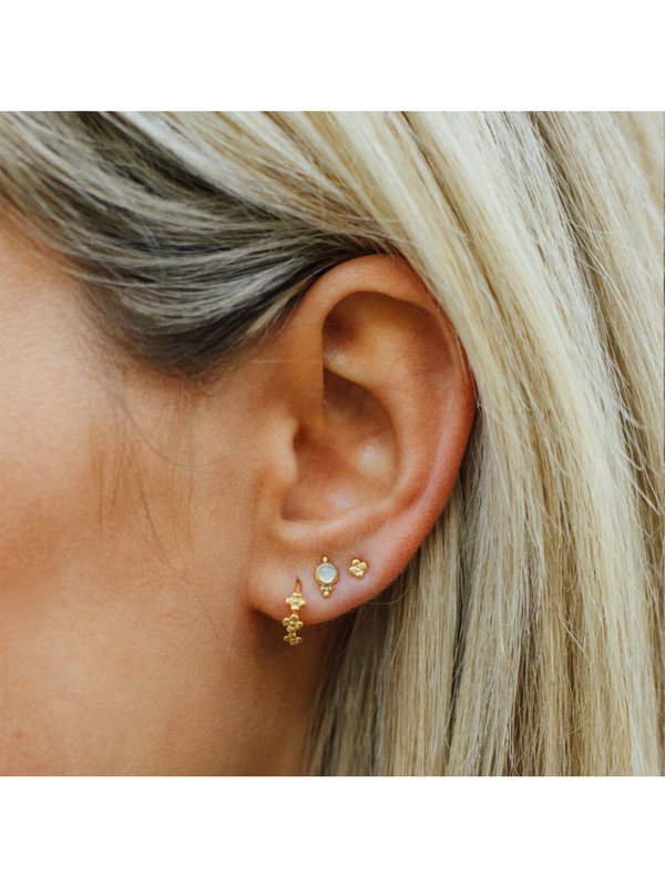 Dotted Mini Flowers Plain Ring Earring Gold Plated Betty Bogaers Dotted Mini Flowers Plain Ring Earring Gold Plated