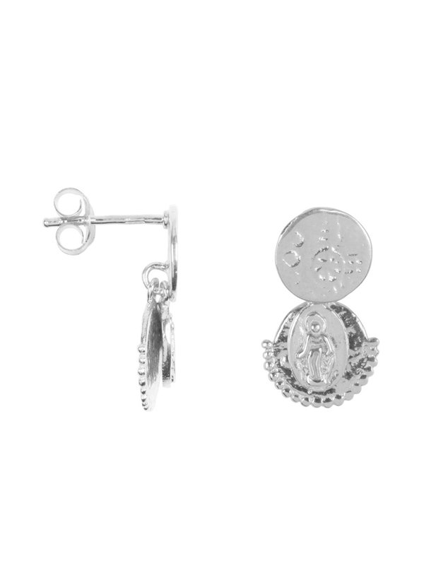 Three Double Coin Stud Earring Silver Betty Bogaers Three Double Coin Stud Earring Silver