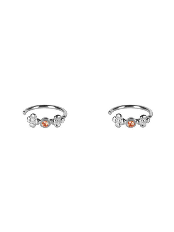 Dotted Mini Flowers Red Zirconia Ring Earring Silver Betty Bogaers Dotted Mini Flowers Red Zirconia Ring Earring Silver
