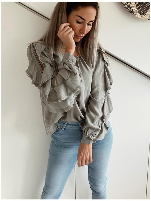 Top Angira Donkertaupe By Sara Collection Top Angira Donkertaupe