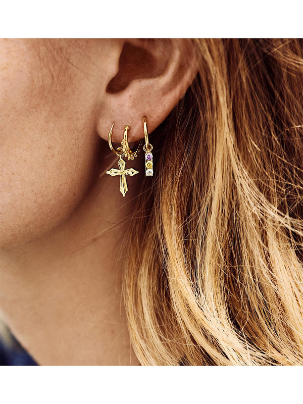Single Madonna Cross Ring Earring Goldplated Anna + Nina Single Madonna Cross Ring Earring Goldplated