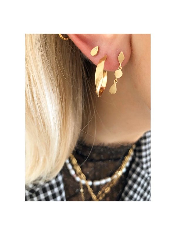 Stine A Twisted Hammered Creol Earring Left Gold