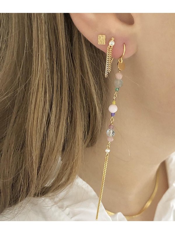 Stine A Long Earring with Stones and Chain - Candy Floss Mix