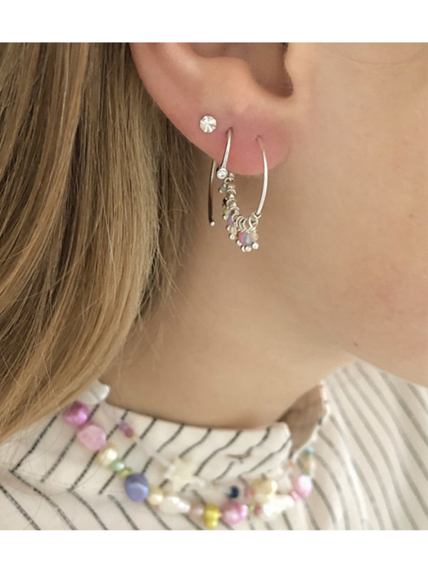 Petit Rainbow Hoop Silver With Stones- Pastel Mix Stine A Petit Rainbow Hoop Silver With Stones- Pastel Mix