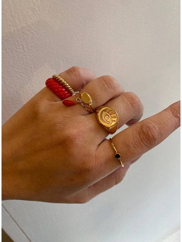 Bobby Rose Ring Coral Tear Gold