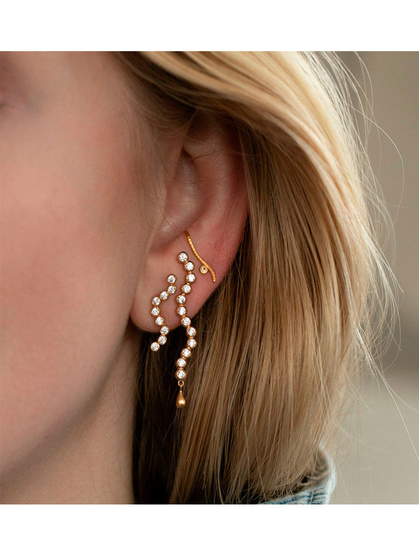 Midnight Sparkle Long Earring Gold Left Stine A Midnight Sparkle Long Earring Gold Left