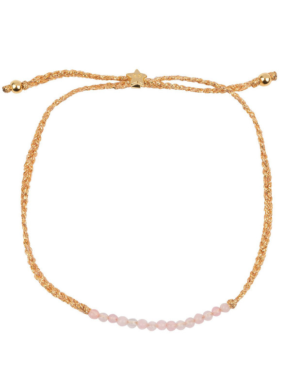 Betty Bogaers Braided Beads Bracelet Gold Plated Rosequarts