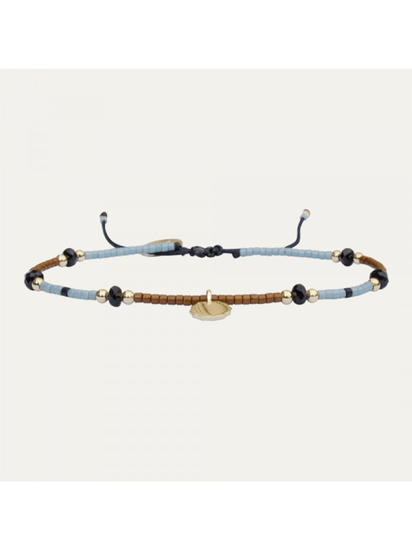 Lobibeads Armbandje met Ster bruin,  licht blauw zwart en Goud