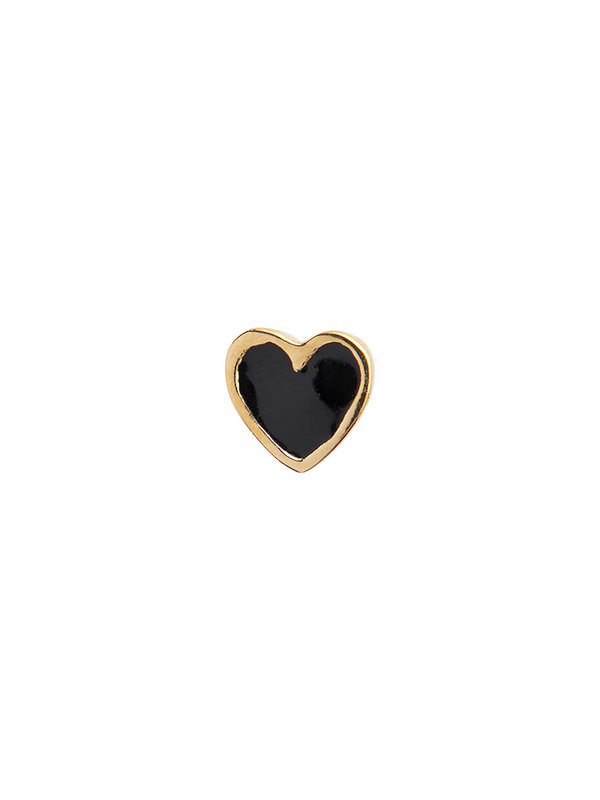 Stine A Petit Love Heart Black Enamel Gold