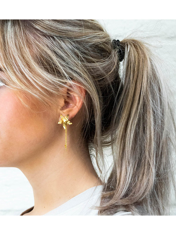 Betty Bogaers Folded Star Stud Earring Gold Plated