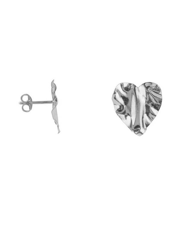 Folded Heart Stud Earring Silver