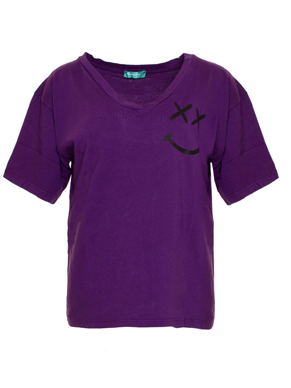 By Sara Collection T-Shirt Smiley Weird Paars