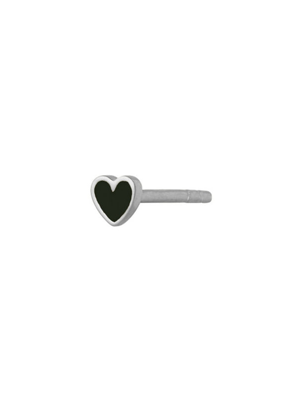 Stine A Petit Love Heart Black Enamel Silver