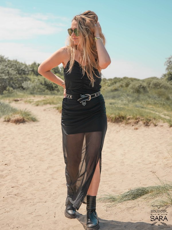 Mesh High Split Dress Black NA-KD Mesh High Split Dress Black