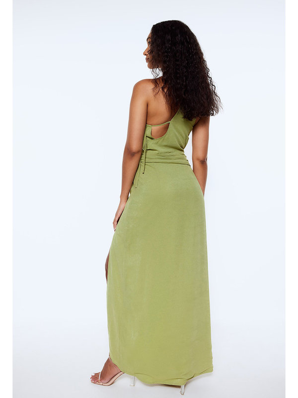 NA-KD Drapped Midi Dress Forest Green X Lojsan Wallin