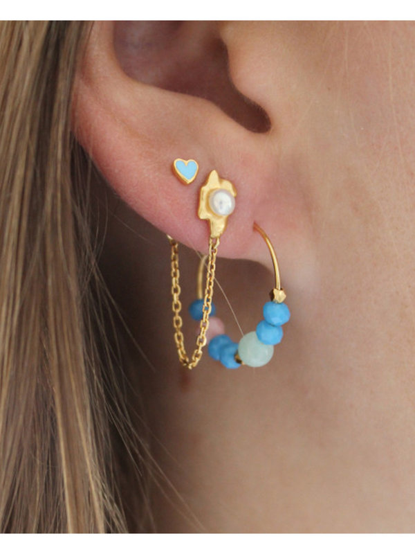 Stine A Shelly Pearl Earring With Chain