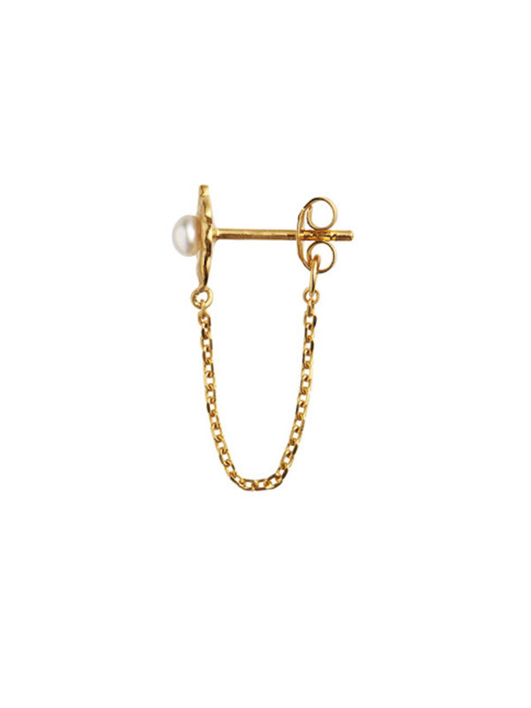 Stine A Shelly Pearl Earring With Chain