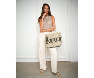 The Jacksons Large Bonjour Tote Bag in Natural