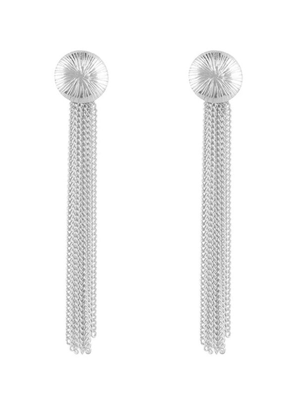 Betty Bogaers Ribbed Medium Moon Chain stud Earring Silver