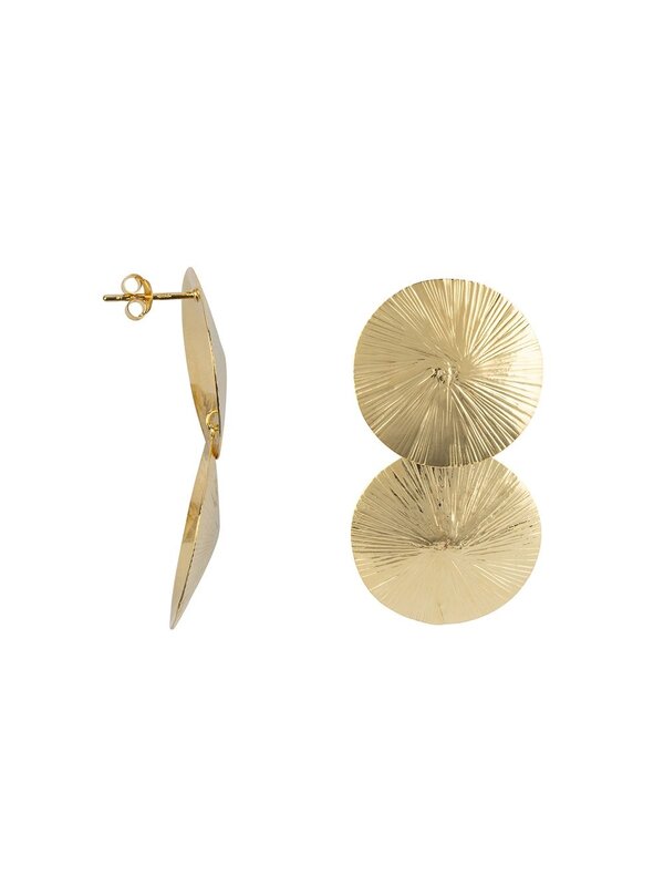 Betty Bogaers Ribbed Double Full Moon Earring Gold Plated