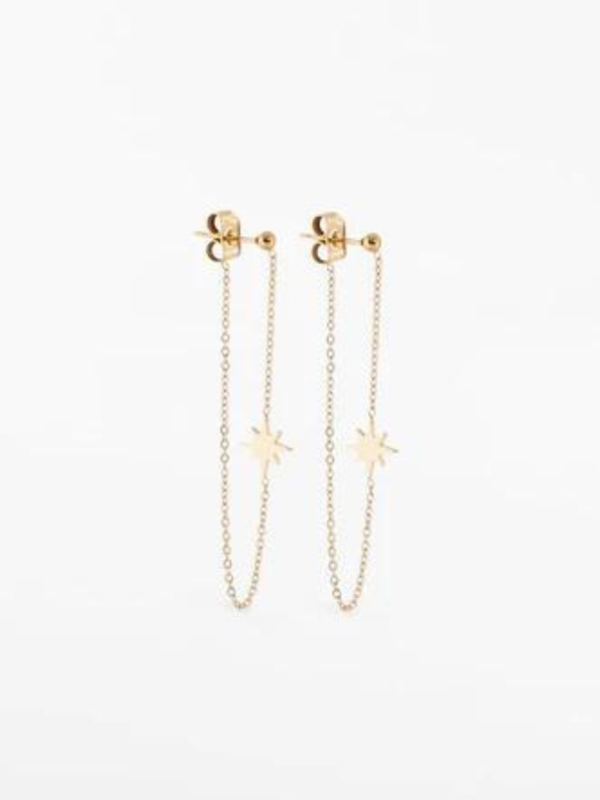 Zag Earring Star Long Chain Gold