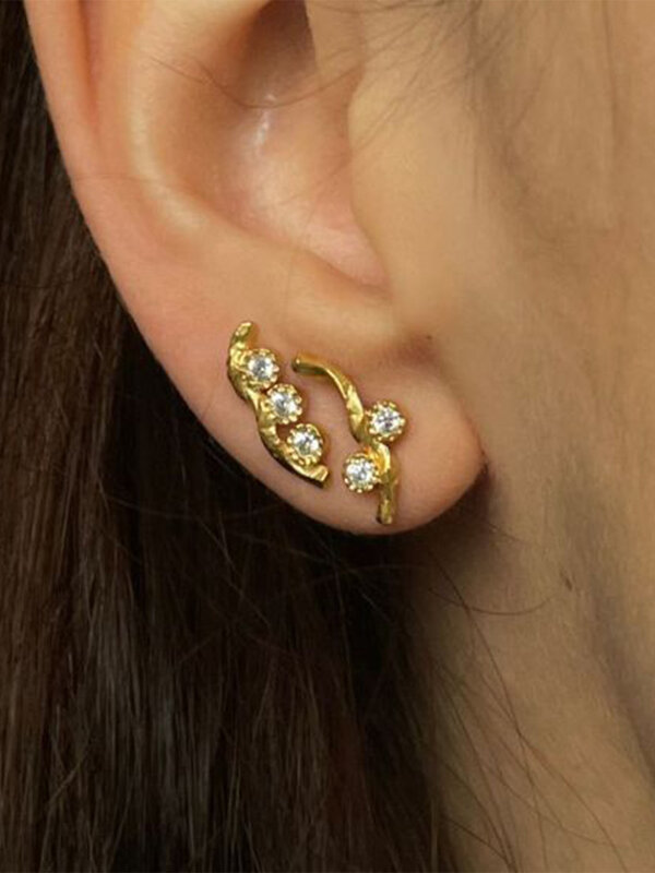 Stine A Flow Earring with Three Stones Single