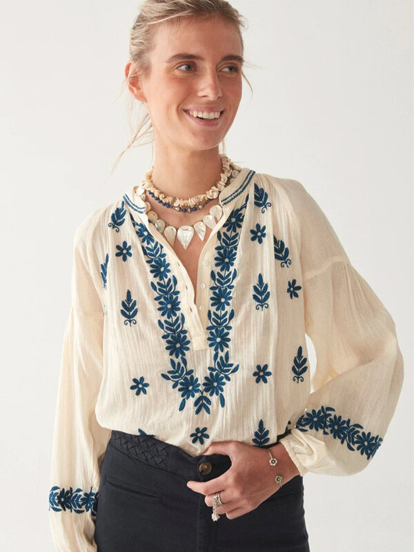 Maison Hotel Lina Blouse Caribe Blue