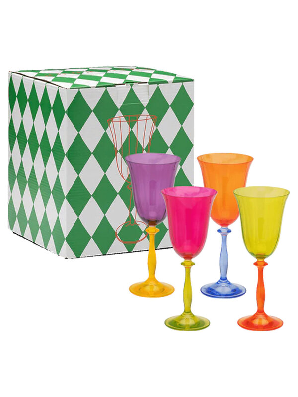 Anna + Nina Multicoloured Wine Glass Set Of 4