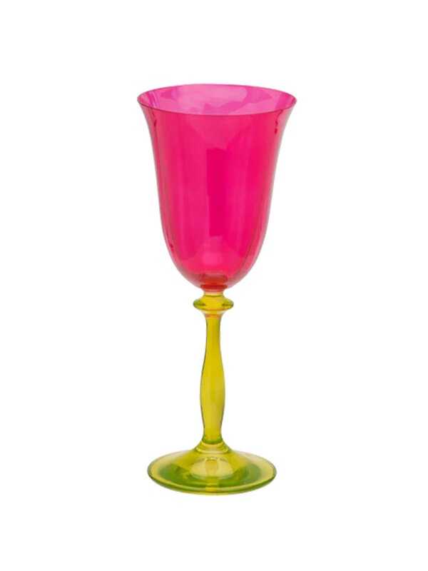 Anna + Nina Gardenia Wine Glass p.st  (yellow/pink)