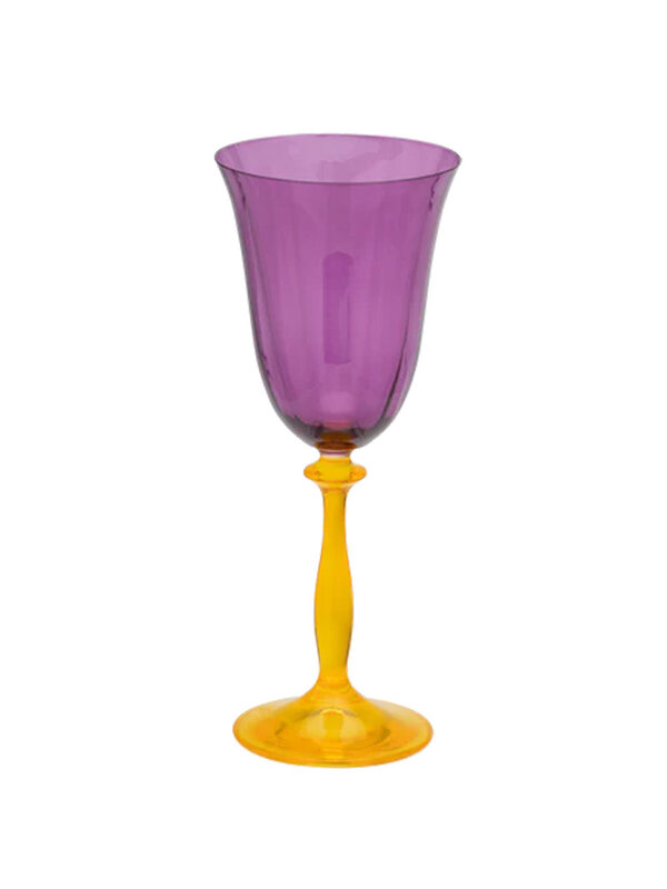 Anna + Nina Petunia Wine Glass p.st  (purple/yellow)