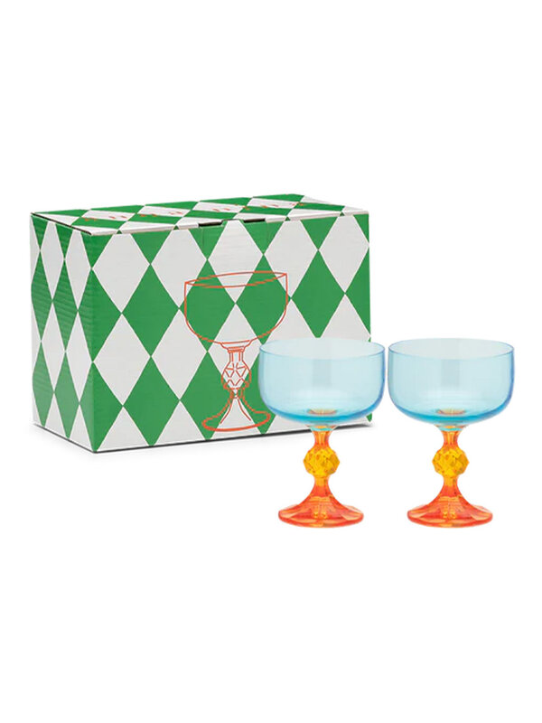 Anna + Nina Paradise Cocktail Glass set of 2 (orange/blue)