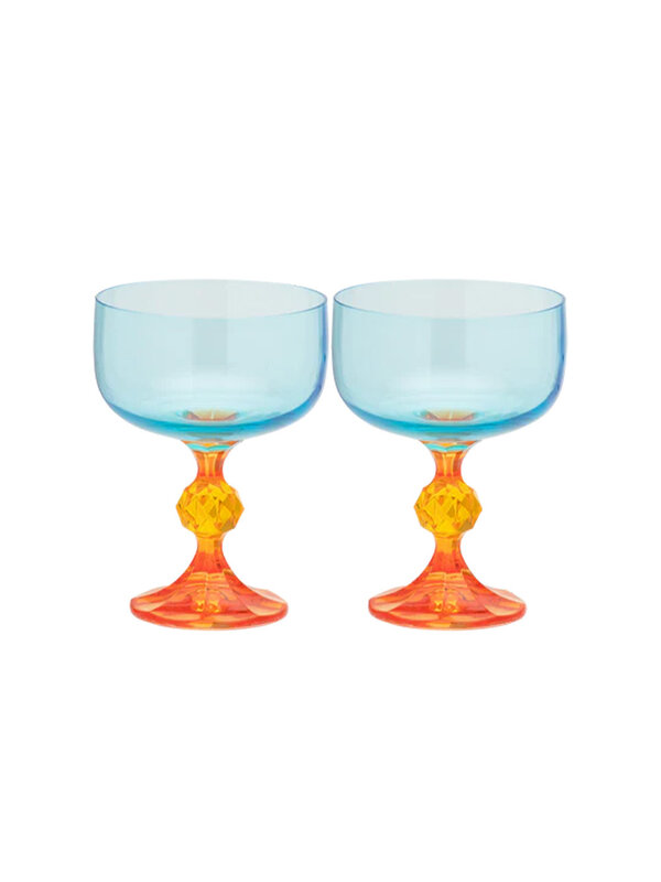 Anna + Nina Paradise Cocktail Glass set of 2 (orange/blue)