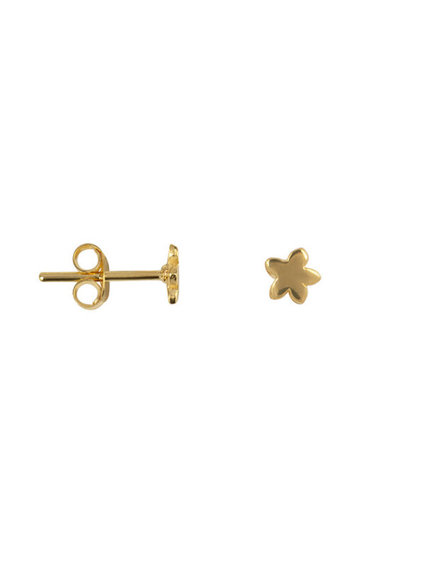 Betty Bogaers Mini Flat Flower Stud Gold Plated