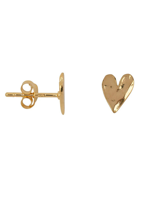 Betty Bogaers Hammered Heart Stud Earring Gold Plated